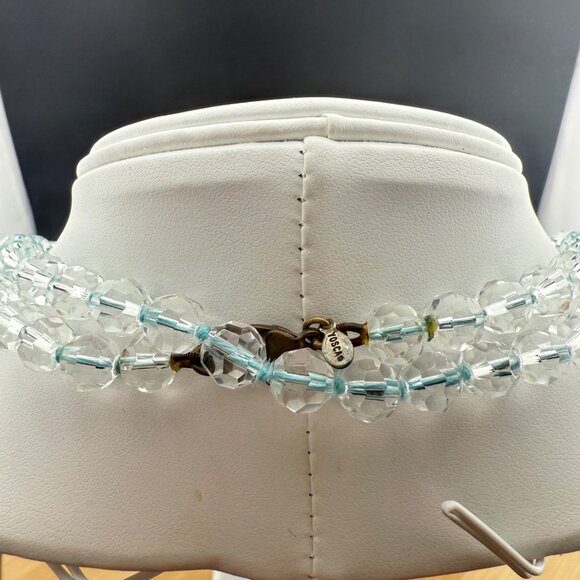 Yosca Glass Bead Long Single Strand Necklace Clear & Light Blue‎ Accents - Picture 6 of 8